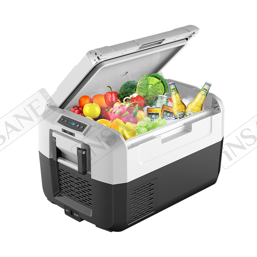 Car Fridge 45L 3-way for grocery shopping, travel, and camping, Open Lid Both Sides, Removable Lid
