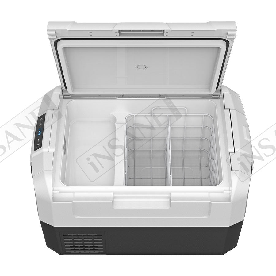 Car Fridge 45L 3-way for grocery shopping, travel, and camping, Open Lid Both Sides, Removable Lid