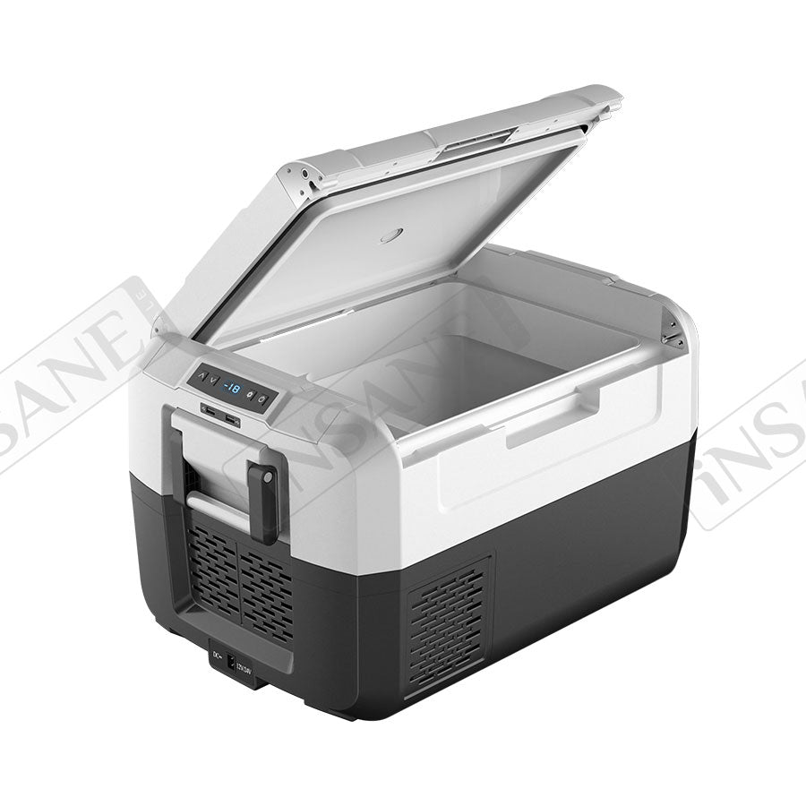 Car Fridge 45L 3-way for grocery shopping, travel, and camping, Open Lid Both Sides, Removable Lid