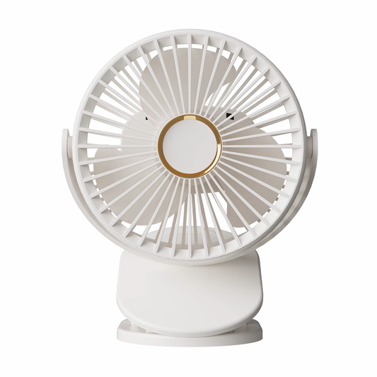 Wireless 5-Speed Clip Fan 125mm Brushless Ventilation Fan USB 5V Built-in 1200mAh Battery with Light (White/Blue)