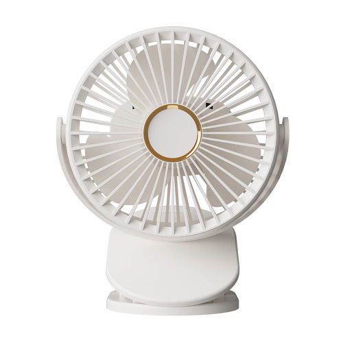 Wireless 5-Speed Clip Fan 125mm Brushless Ventilation Fan USB 5V Built-in 1200mAh Battery with Light (White/Blue)