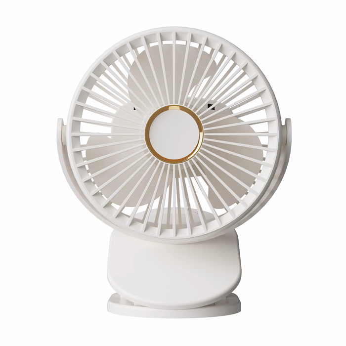 Wireless 5-Speed Clip Fan 125mm Brushless Ventilation Fan USB 5V Built-in 1200mAh Battery with Light (White/Blue)