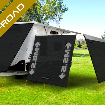 Offroad caravan awning end wall flat top