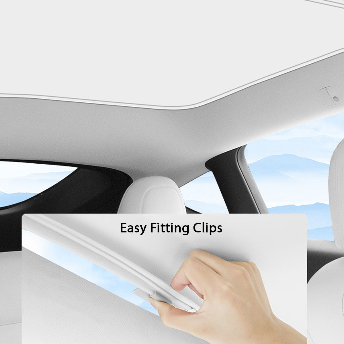 Tesla Model Y Roof Sun Shade Single Piece Nano Tech Crystal Series (Silver on Black)